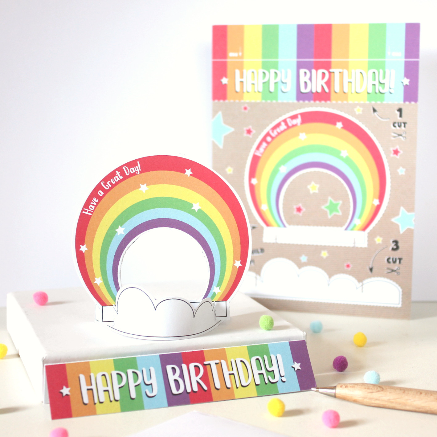 Happy Birthday Rainbow, Cut Out and Keep Card