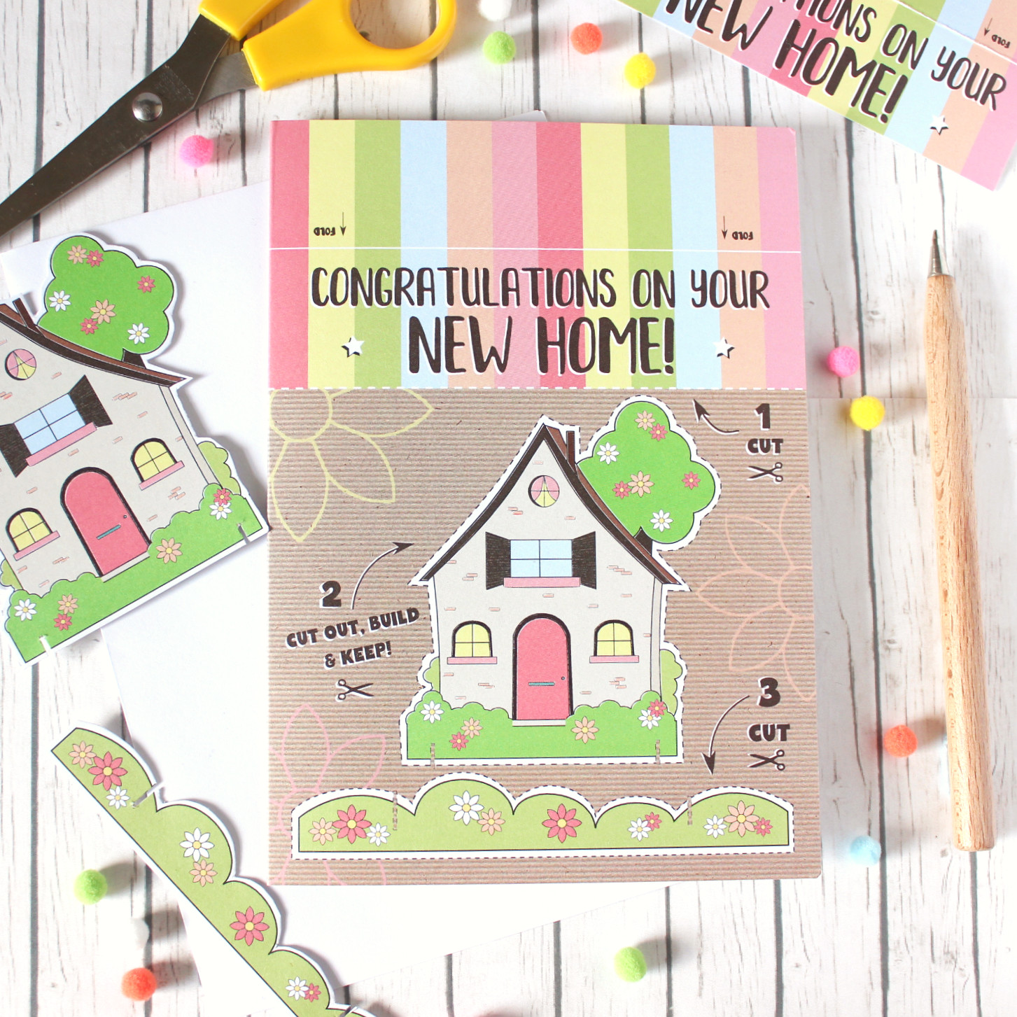 New Home Fairytale Cottage, Cut Out and Keep Card
